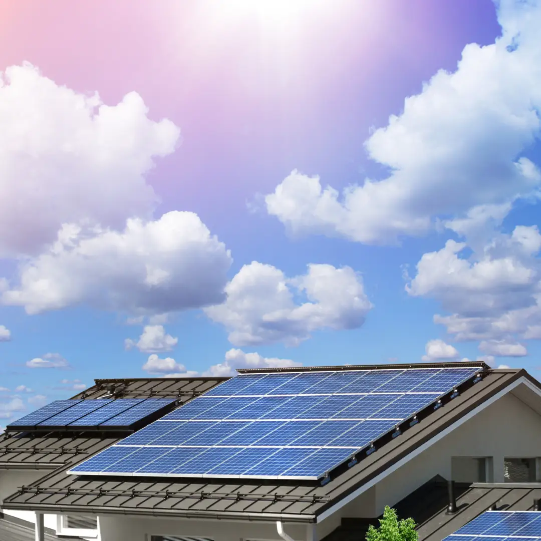 Pannelli fotovoltaici posati sul tetto di un impresa.